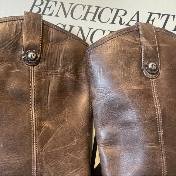 Frye Melissa Distressed Slate Grey Button Tall Riding Boots Size 7.5 - Picture 2 of 10